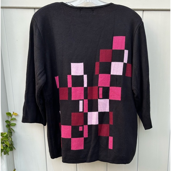 💥LAST CALL💥 STYLE & CO 3/4 Sleeve Pink Red Black Pullover Sweater Top Size XL - Picture 4 of 4